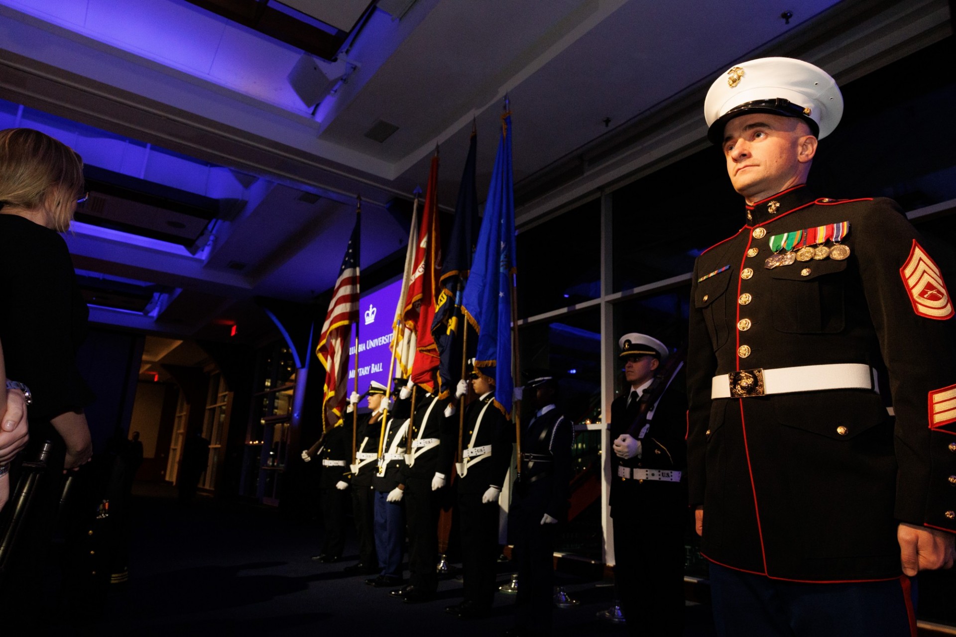 A view of the stage at the 2023 Columbia Military Ball.
