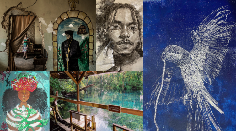 Collage of artworks featured in the 2022 GS Arts and Research Collective