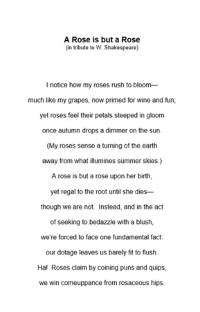 A Rose is but a Rose (poetry) by Russell Bittner '84GS