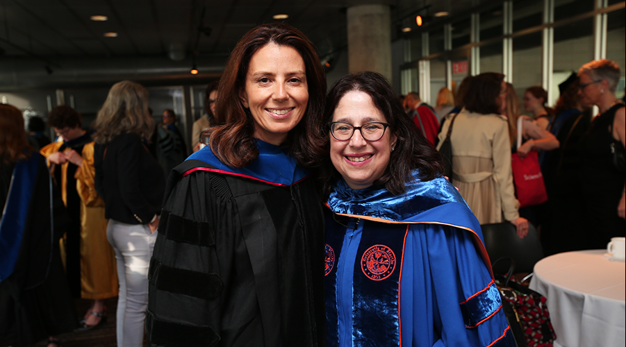 Keren Yarhi-Milo '03 and Dean Lisa Rosen-Metsch '90 at the 2022 GS Class Day ceremony Keren Yarhi-Milo and Dean Rosen-Metsch pose in Lerner Hall