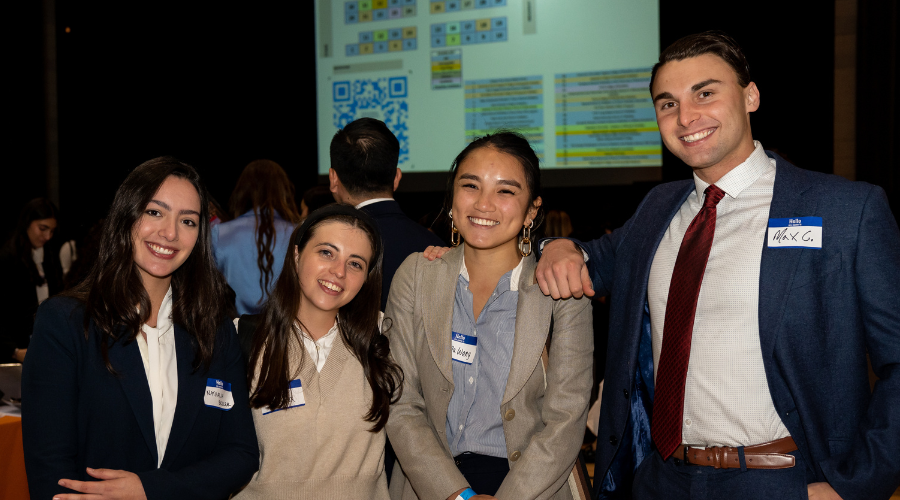 Four students at the medical school fair