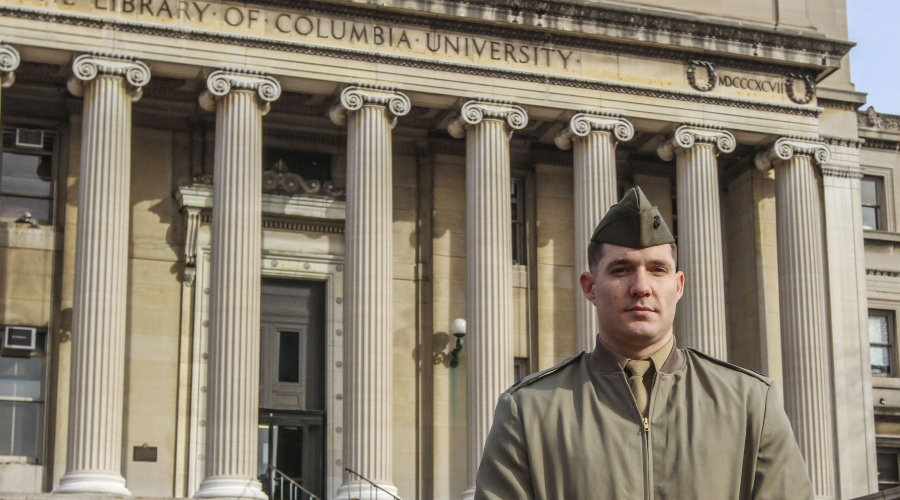 Patrick Poorbaugh stands in front of Low Memorial Library