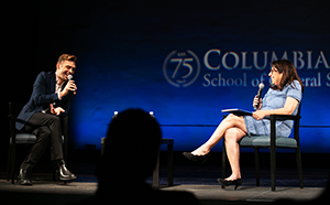 Michael Novak '09 and Dean Rosen-Metsch share a laugh on stage after the performances