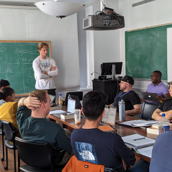 Participants in the sixth Warrior-Scholar Project Humanities Academic Boot Camp in a Columbia classroom