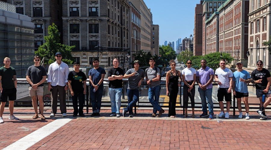 Participants in the sixth Warrior-Scholar Project Humanities Academic Boot Camp at Columbia's Morningside Heights campus