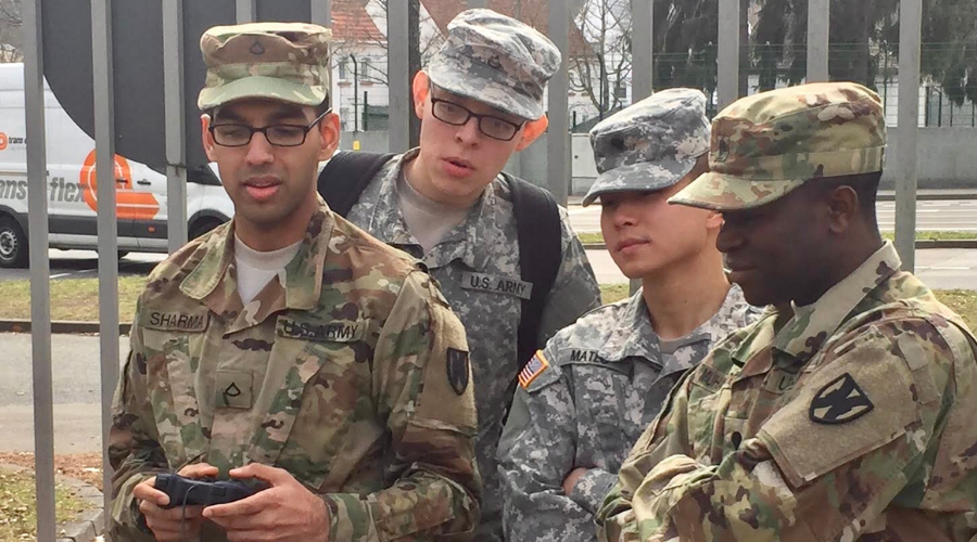 GS Student Veteran Shivam Sharma with fellow service members