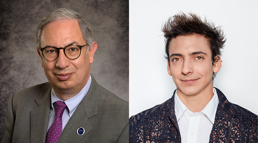 Side-by-side headshots of Postbac Premed Program Class Day Keynote Speaker Carlos del Rio, MD and Student Speaker Andrea Abi-Karam