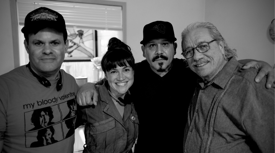 GS alumnus Debra Moore Muñoz with Elgin James, Emilio Rivera, and Edward James Olmos
