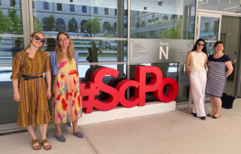 Dean Jessica Sarles-Dinsick and other GS team members at a visit to Sciences Po