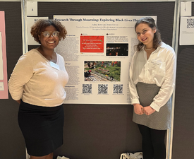 Audrey Brown '23GS and Denise Taveras '25CC at the Fall 2022 Columbia Undergraduate Research Symposium