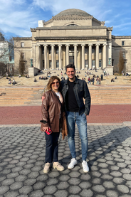 Fabio Reato with mom on Columbia campus
