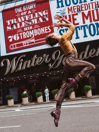 Drew Minard '25GS dancing in front of Winter Garden.