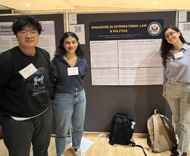 Jason Trinh '23GS, Meeral Tashfeen '25CC, Nikka Afshar '23GS at the Fall 2022 Columbia Undergraduate Research Symposium