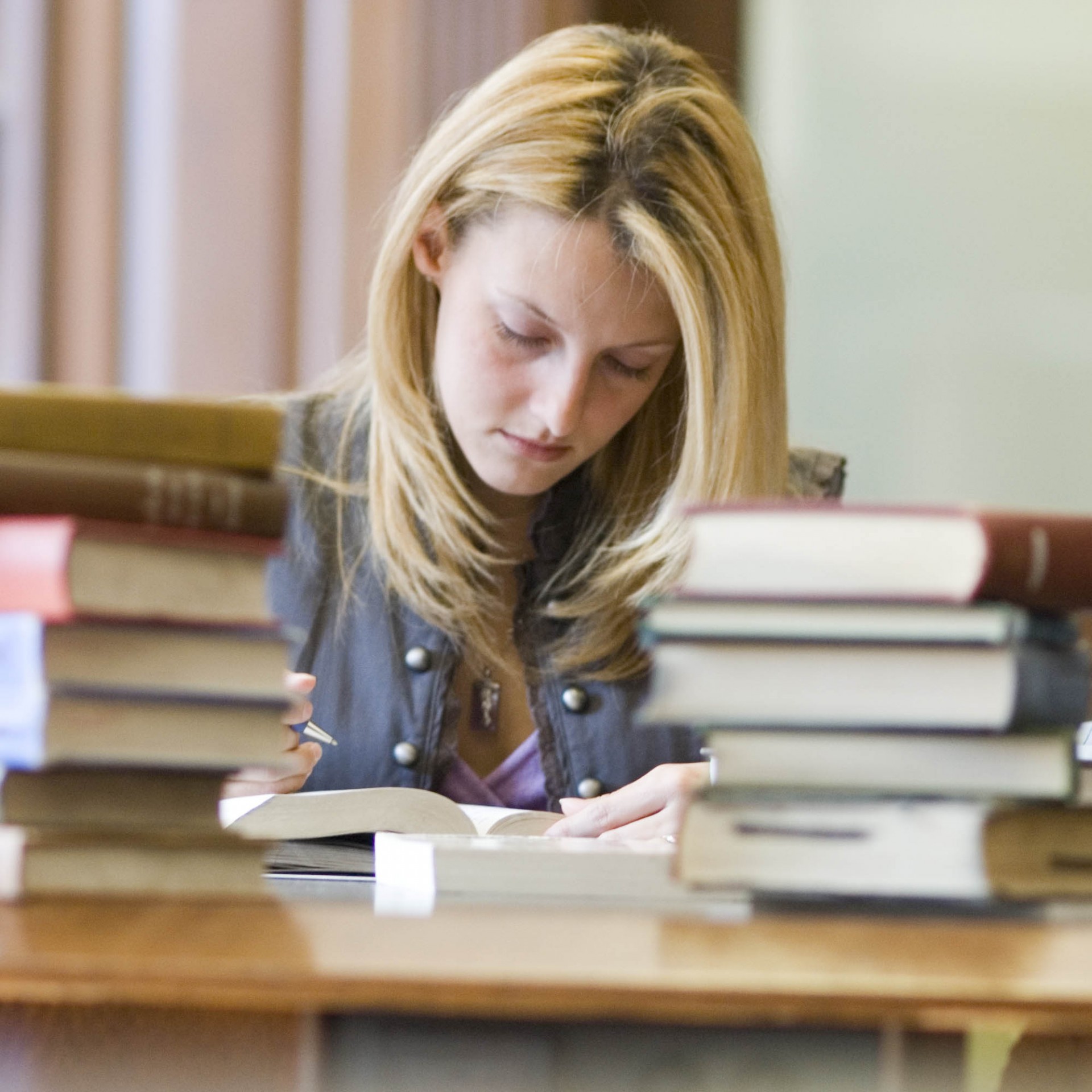 Student studying in Butler Library