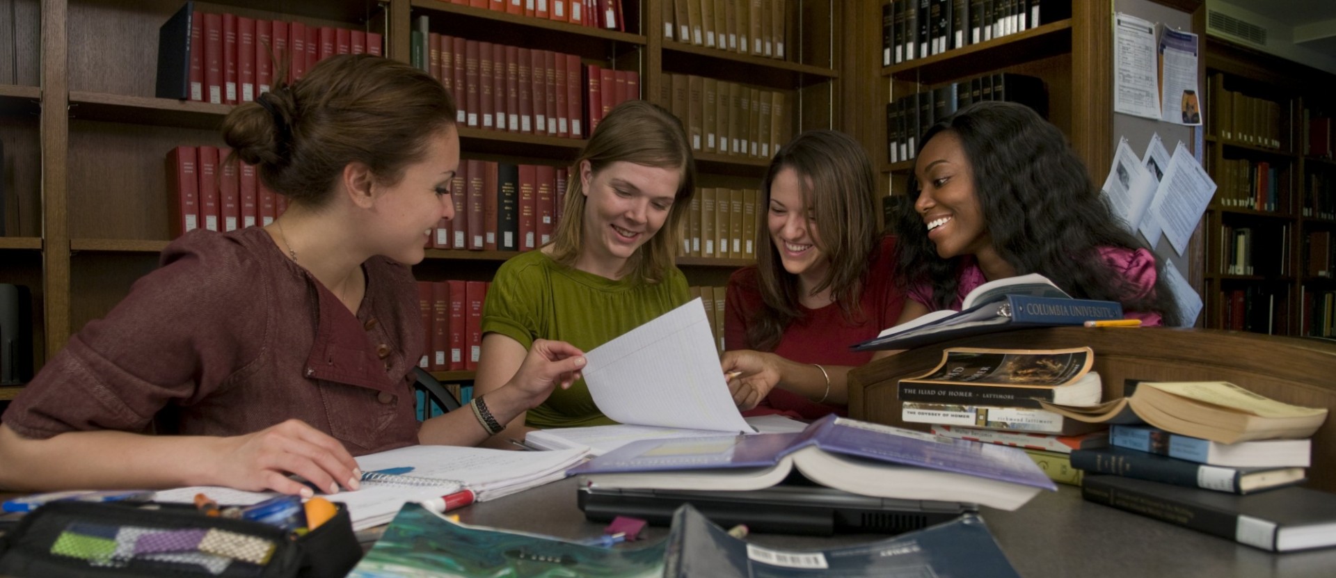 Students studying in the library