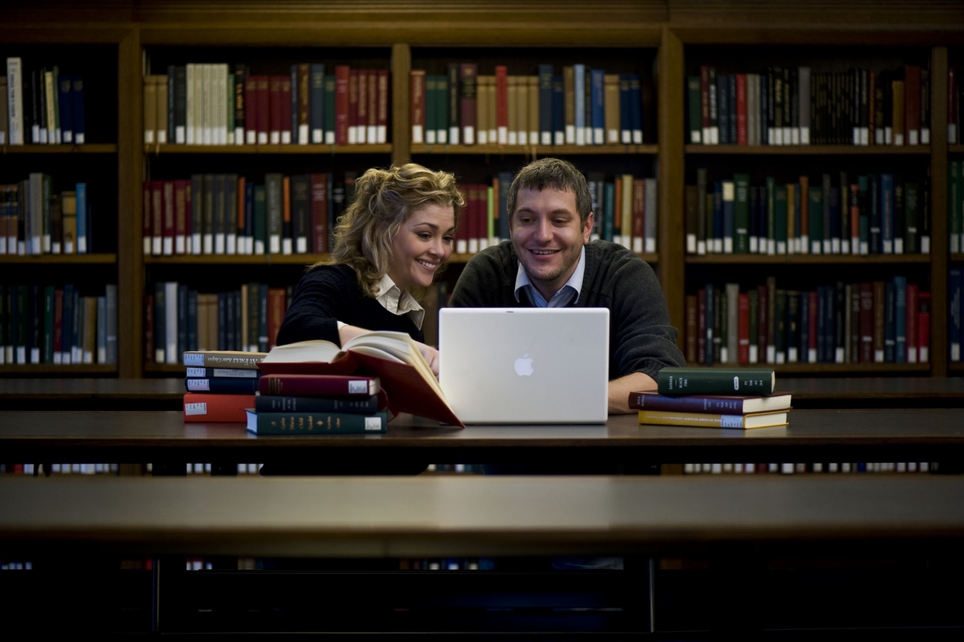 Students studying in the library.