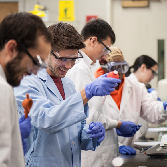 Students in a laboratory classroom