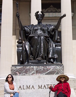 Paola Cruz and her grandmother on Columbia University campus.