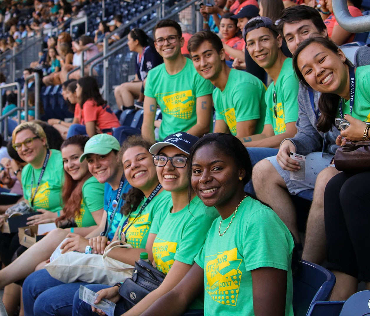 Students at a baseball game.