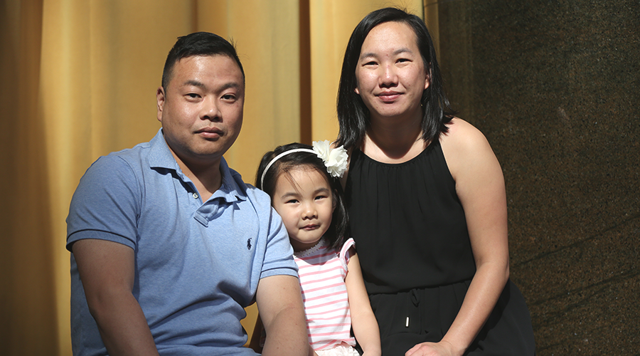 Sheng Chow with her husband and daughter