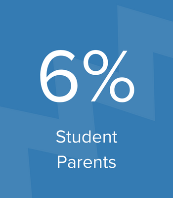 Steel blue graphic with the text "6% Student Parents