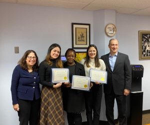 Dean Lisa Rosen-Metsch, Maria Jesus Vasquez Guillen, Hawa Abraham, Andrea de los Angeles Vasquez Guillen, and Dr. Charles Branas.