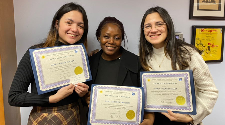 NextGen Public Health Scholars Maria Jesus Vasquez Guillen, Hawa Abraham, and Andrea de los Angeles Vasquez Guillen