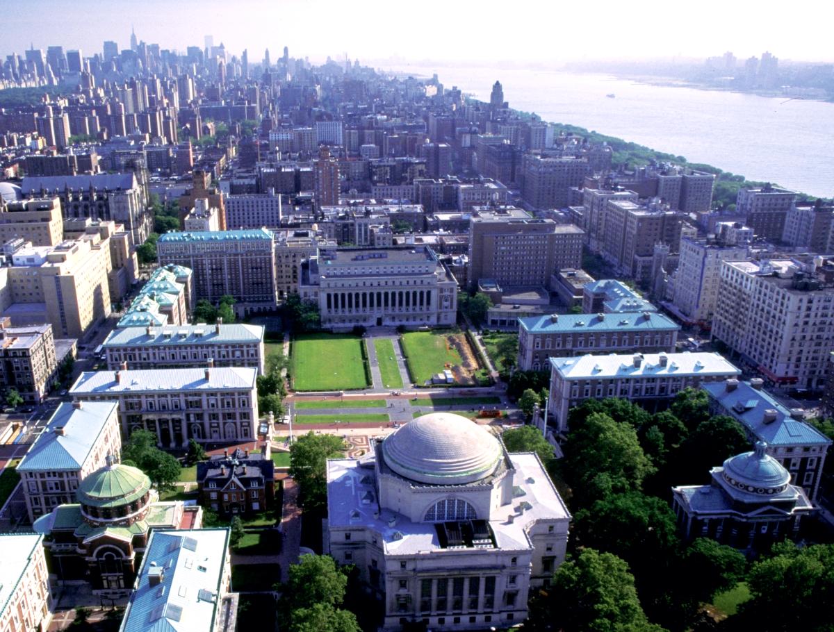 Aerial view of the Morningside Campus as seen looking downtown