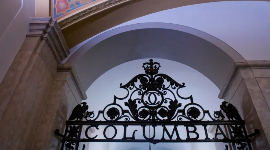 Columbia sign in Butler Library.