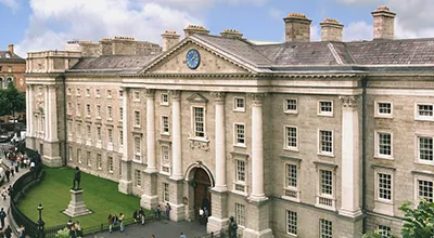 View of the facade of the Regent House at Trinity College Dublin