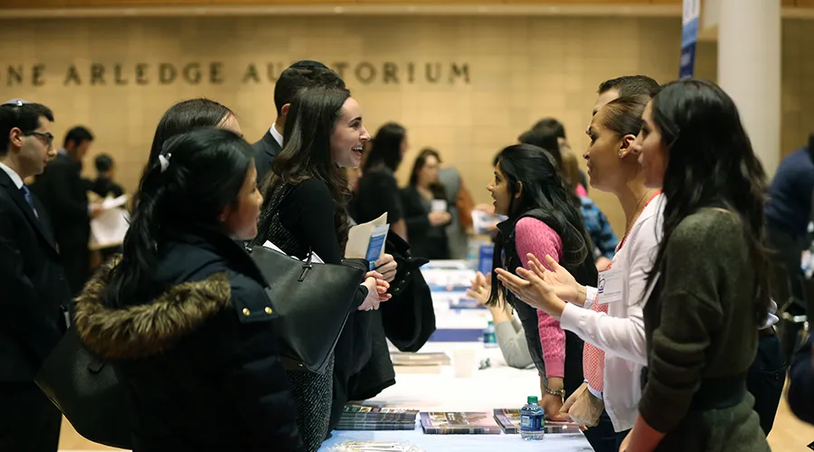 Students attend the Columbia University Medical School Fair.