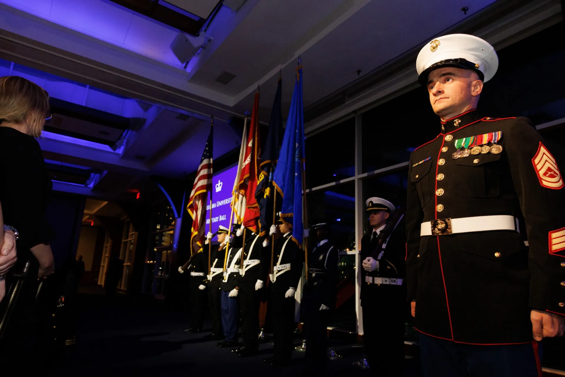 A view of the stage at the 2023 Columbia Military Ball.