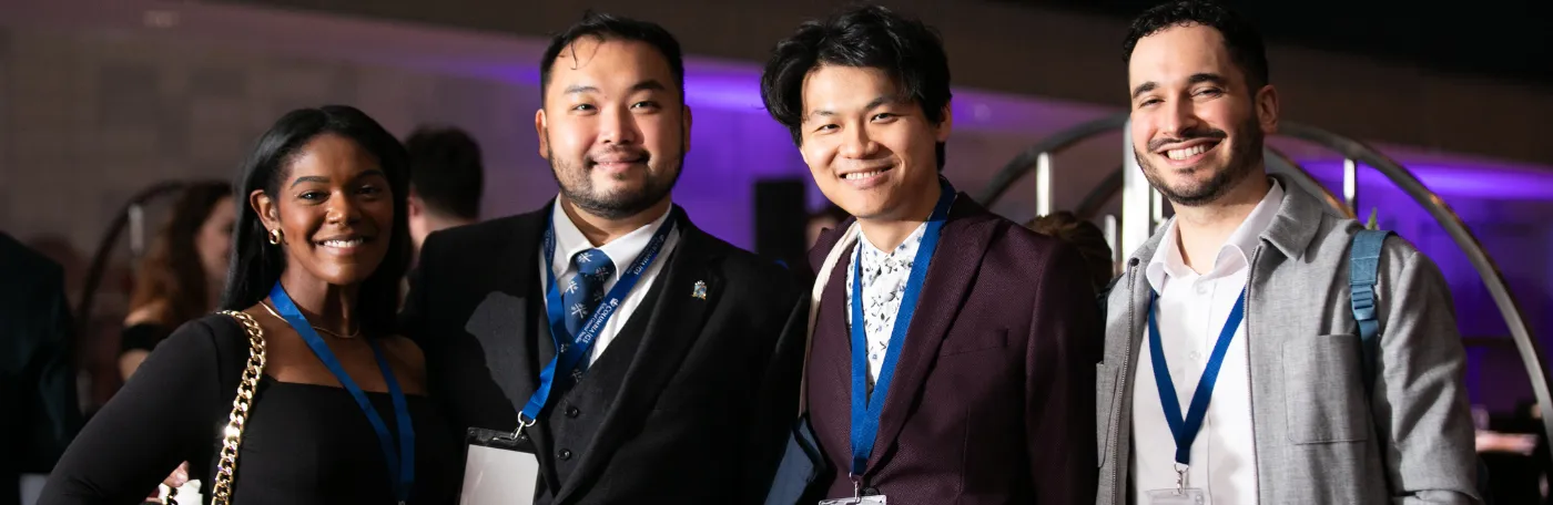 From left to right: GS alumni Ebonnie Goodfield, Davey Liu, Zhexi Shan, and Bruce Goumain at the 2025 Reunion Dinner
