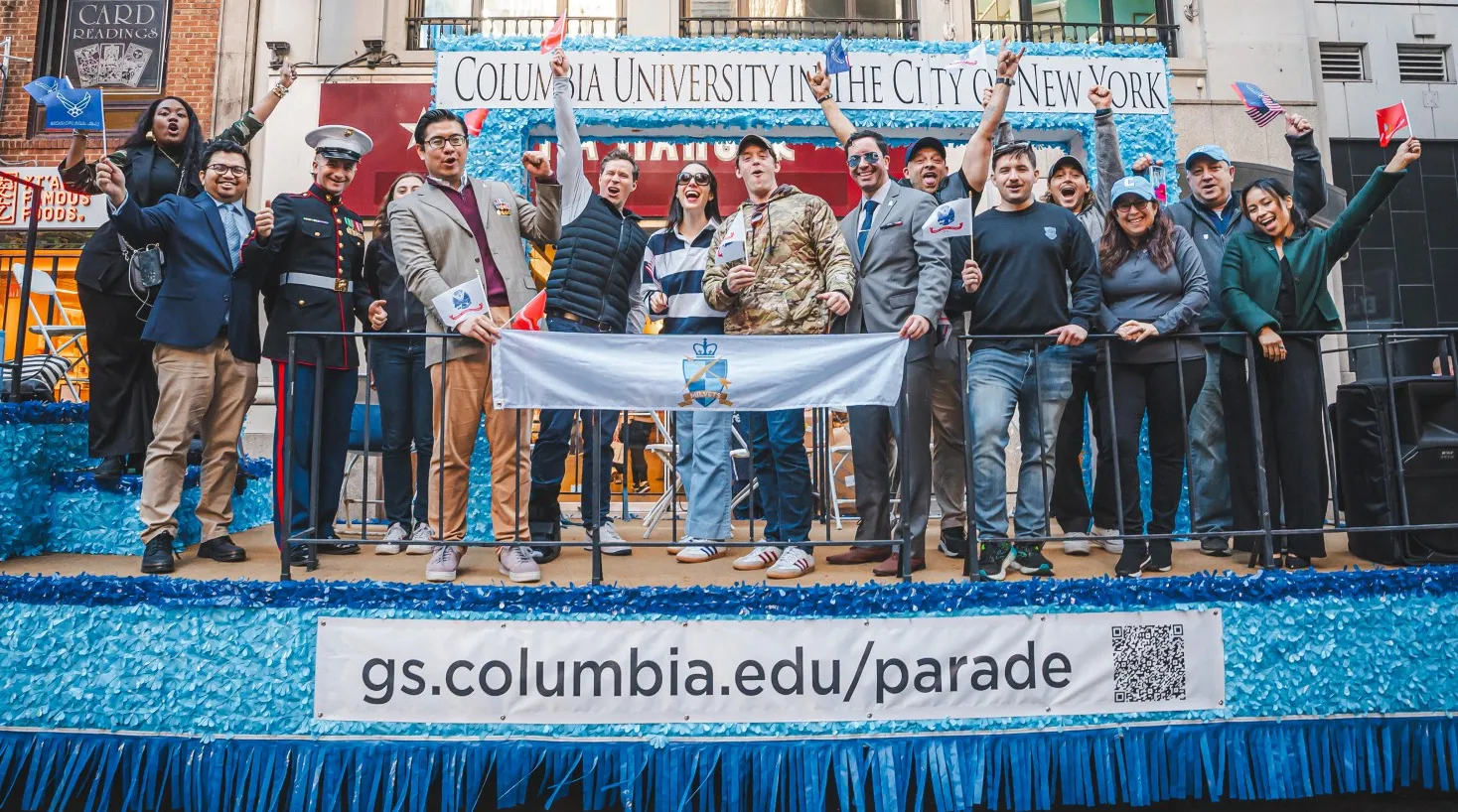 GS students and staff on the Veterans Day float on Monday November 11, 2024