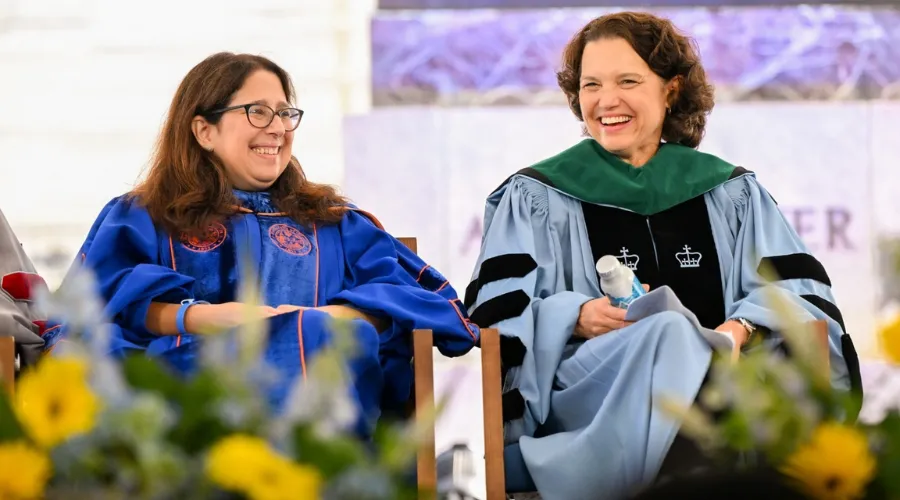 Dean Lisa Rosen-Metsch and President Katrina Armstrong at fall 2024 Convovation.