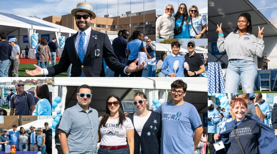 Collage of Columbia GS alumni, families, and staff at the 2025 Columbia Homecoming Weekend festivities.