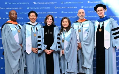 GS alumnus Thomas Reardon ’08GS, ’13GSAS, ’16GSAS (far right) with the 2026 CAA Alumni Medalists.