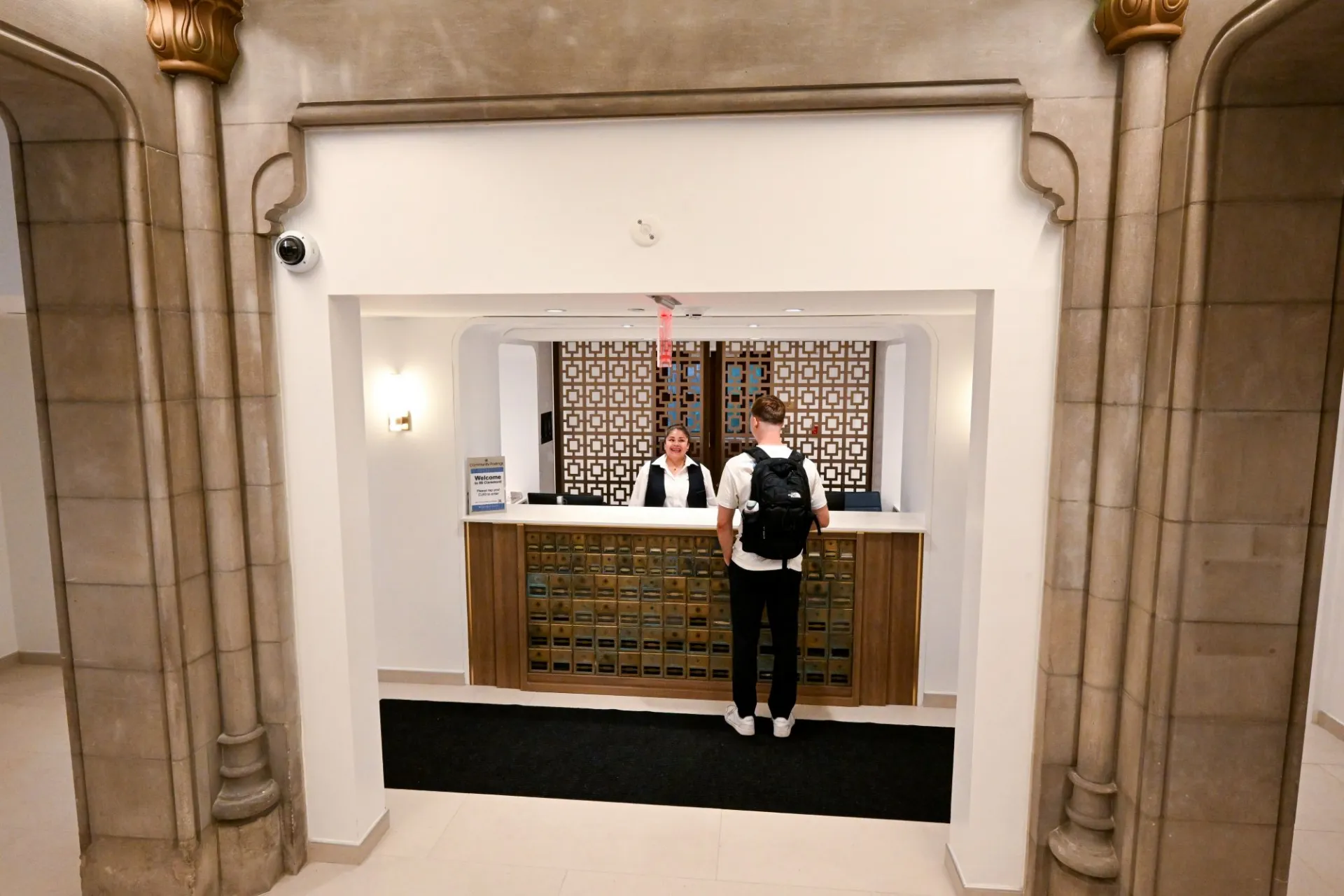 Entranceway at 99 Claremont, the new Columbia GS residential building