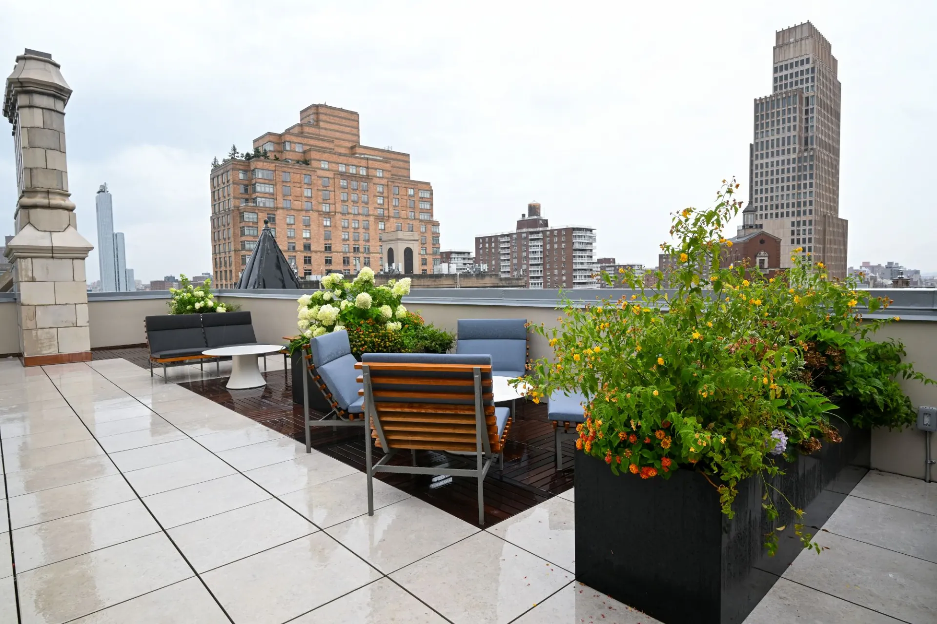 Rooftop deck at 99 Claremont, the new Columbia GS residential building