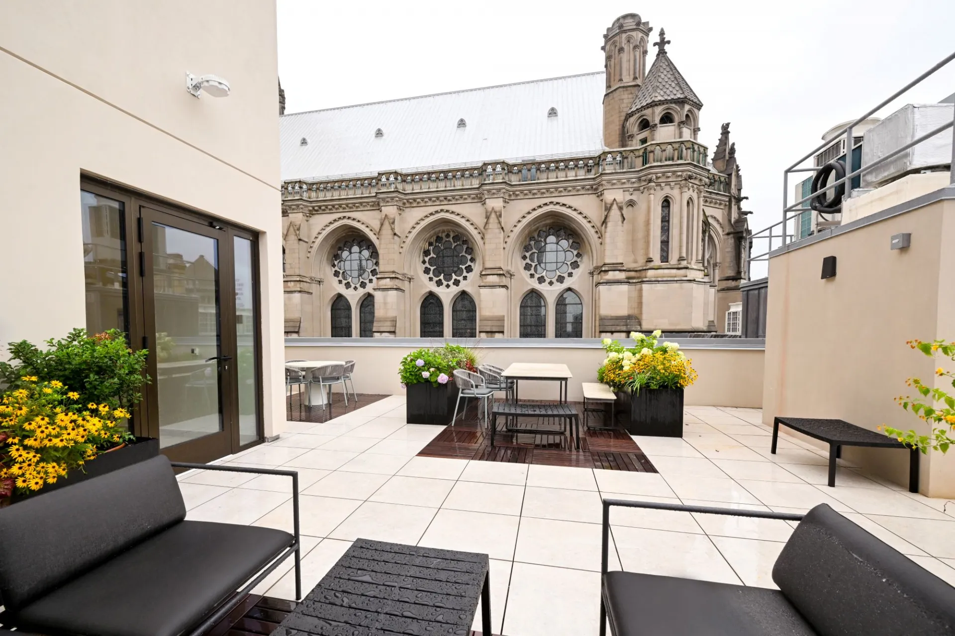 Rooftop deck at 99 Claremont, the new Columbia GS residential building