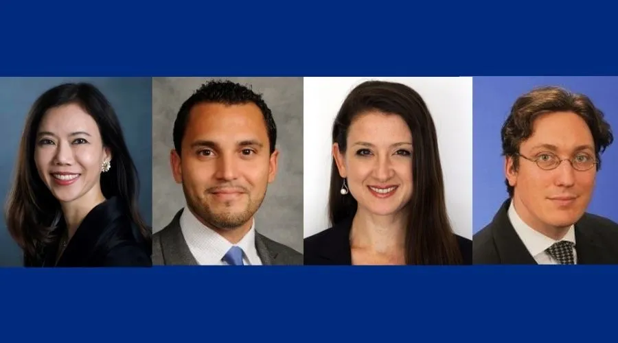 Featured GS alumni, left to right: Orina Chang ‘01GS/'04BUS, Alán Bonilla ‘04GS, Eleena Melamed ‘06GS, and Matthew Daniel ‘07GS/'13BUS.