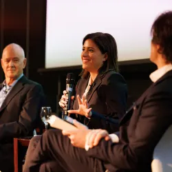 Panel featuring CNN Entertainment Reporter Chloe Melas and Sandy Alderson, moderated by Jason Dempsey ‘03GSAS, ‘06GSAS, ‘08GSAS, Executive Director of CVTI