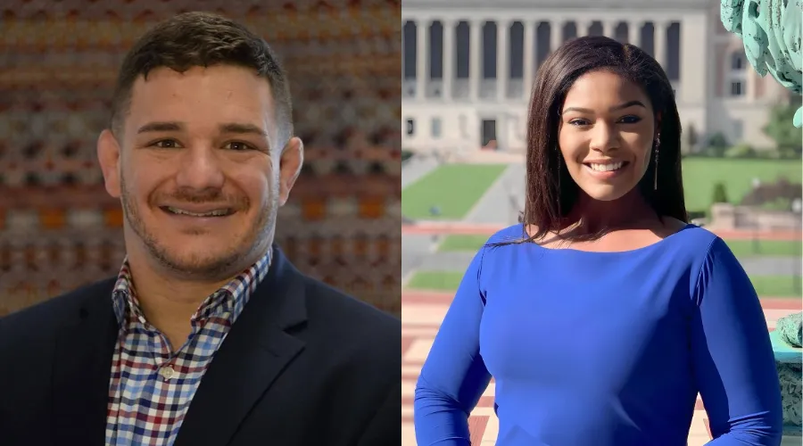 Left to right: CVTI's Director of Education R.J. Jenkins and CVTI's Community Engagement Assistant Ebonnie Goodfield '24GS