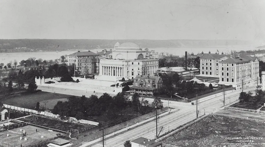 Aerial view of the Columbia University Morningside Campus in 1904