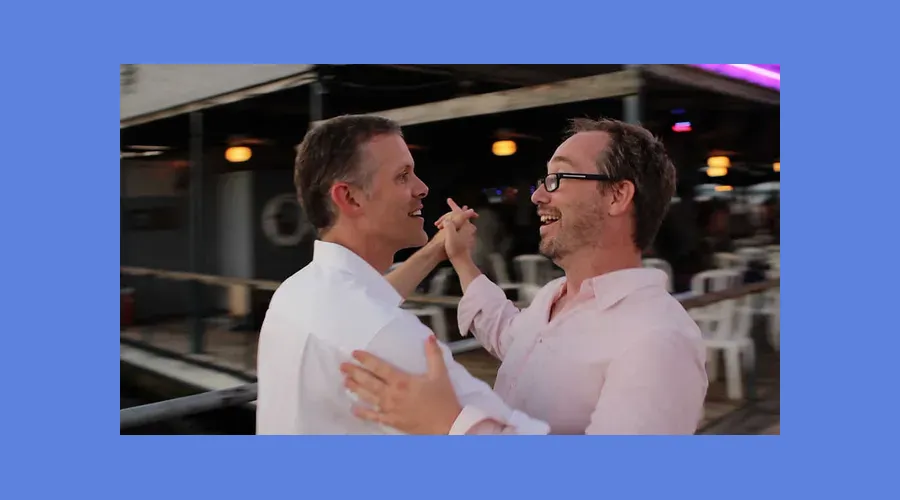 From left to right, Greg Wise and Chad Miller '07GS portray Seth and William, respectively, in "An Ordinary Family"