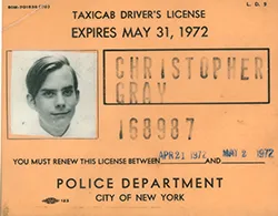 Scanned copy of Christopher Gray's taxicab driver's license