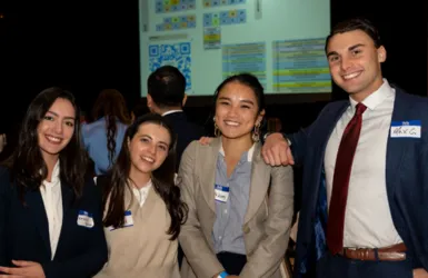 Four students at the medical school fair