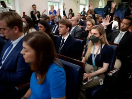 Sean Conlon '23GS in the White House briefing room