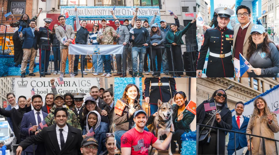 Collage of GS students and alumni at NYC Veterans Day Parades from the last 4 years.