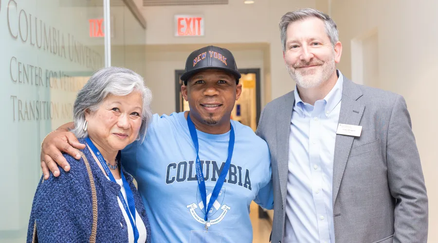 Two attendees at 2025 GS Reunion with Vice Dean Curtis Rodgers